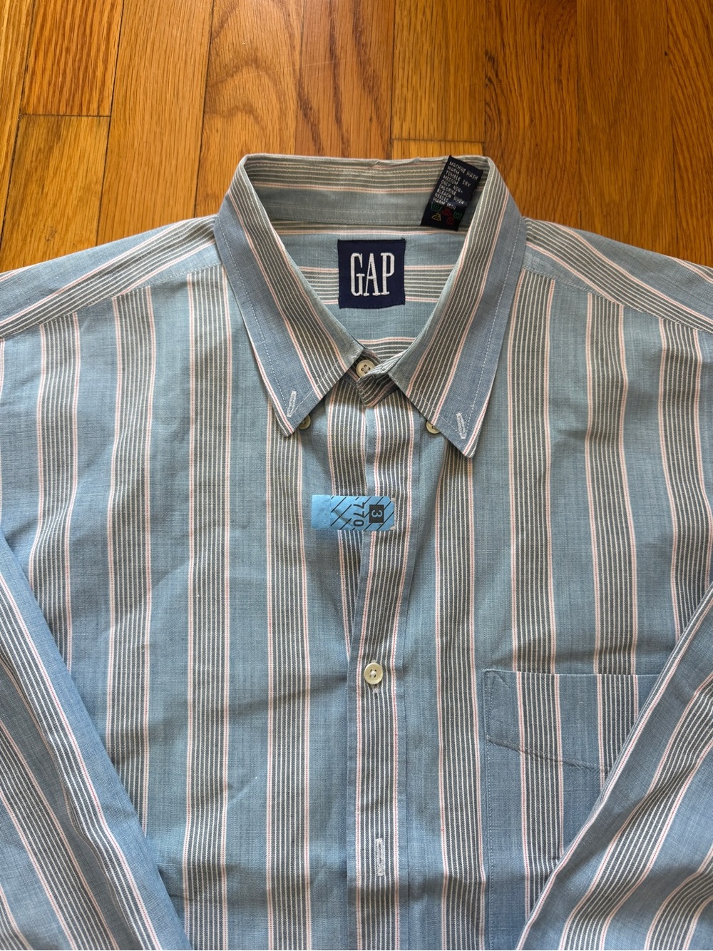 Vintage GAP Blue Stripe Button Down Shirt M Fits L/XL Oversized 90s Cotton